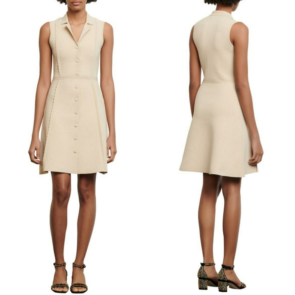 SANDRO PARIS Sleeveless Knit Dress in Taupe L.